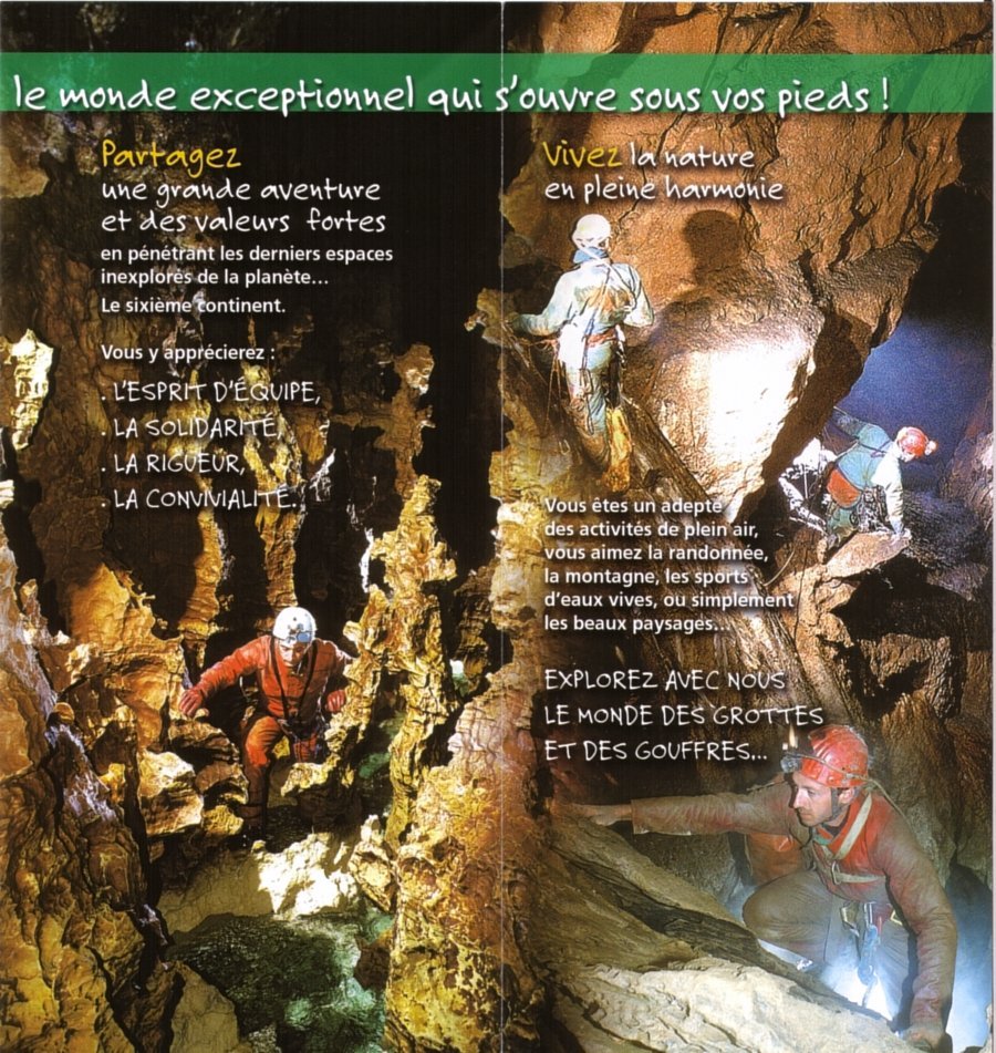 Brochure de la Fédération Française de Spéléologie - Journées Nationales de la Spéléologie et du Canyon - 03/10/2010 - Grotte de Gonvillars - Photo n2